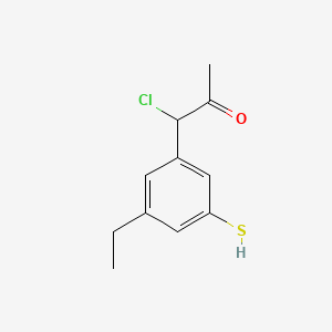 molecular formula C11H13ClOS B14038036 1-Chloro-1-(3-ethyl-5-mercaptophenyl)propan-2-one 