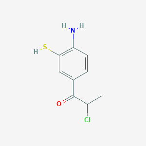 molecular formula C9H10ClNOS B14038083 1-(4-Amino-3-mercaptophenyl)-2-chloropropan-1-one 