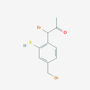 molecular formula C10H10Br2OS B14038120 1-Bromo-1-(4-(bromomethyl)-2-mercaptophenyl)propan-2-one 