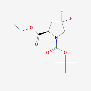 molecular formula C12H19F2NO4 B1403814 乙酸(R)-1-Boc-4,4-二氟吡咯烷-2-酯 CAS No. 1523530-40-6