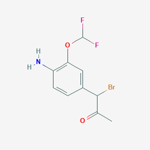 molecular formula C10H10BrF2NO2 B14038179 1-(4-Amino-3-(difluoromethoxy)phenyl)-1-bromopropan-2-one 