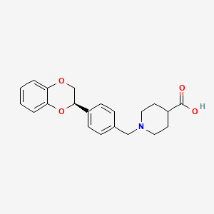 molecular formula C21H23NO4 B14038190 (r)-1-(4-(2,3-Dihydrobenzo[1,4]dioxin-2-yl)benzyl)piperidine-4-carboxylic acid 