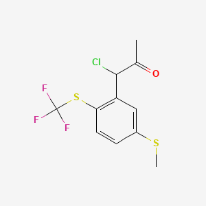 molecular formula C11H10ClF3OS2 B14038197 1-Chloro-1-(5-(methylthio)-2-(trifluoromethylthio)phenyl)propan-2-one 