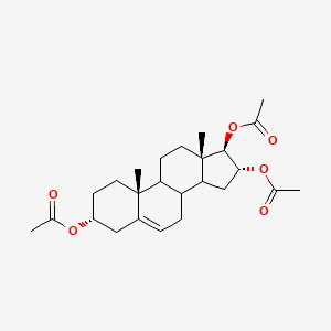 molecular formula C25H36O6 B14038238 (3r,10r,13s,16r,17r)-10,13-Dimethyl-2,3,4,7,8,9,10,11,12,13,14,15,16,17-tetradecahydro-1h-cyclopenta[a]phenanthrene-3,16,17-triyl triacetate 