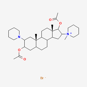 molecular formula C34H57BrN2O4 B14038345 [(10S,13S)-17-acetyloxy-10,13-dimethyl-16-(1-methylpiperidin-1-ium-1-yl)-2-piperidin-1-yl-2,3,4,5,6,7,8,9,11,12,14,15,16,17-tetradecahydro-1H-cyclopenta[a]phenanthren-3-yl] acetate;bromide 