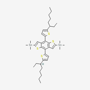 molecular formula C40H58S4Sn2 B14038367 [4,8-Bis(5-octan-3-ylthiophen-2-yl)-2-trimethylstannylthieno[2,3-f][1]benzothiol-6-yl]-trimethylstannane 