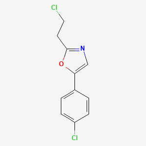 molecular formula C11H9Cl2NO B14038399 2-(2-Chloroethyl)-5-(4-chlorophenyl)oxazole CAS No. 70996-76-8