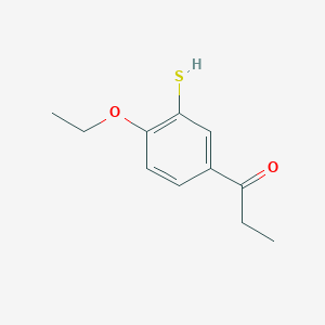 molecular formula C11H14O2S B14038445 1-(4-Ethoxy-3-mercaptophenyl)propan-1-one 