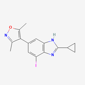 molecular formula C15H14IN3O B14038468 4-(2-cyclopropyl-4-iodo-1H-benzo[d]imidazol-6-yl)-3,5-dimethylisoxazole 