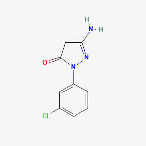 molecular formula C9H8ClN3O B14038479 5-Amino-2-(3-chlorophenyl)-2,4-dihydro-3H-pyrazol-3-one 