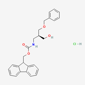 molecular formula C26H28ClNO4 B14038500 Fmoc-(r)-3-amino-2-((benzyloxy)methyl)propan-1-ol hcl 