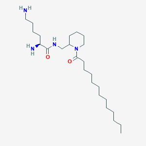 molecular formula C25H50N4O2 B14038503 (2S)-2,6-Diamino-N-((1-tridecanoylpiperidin-2-yl)methyl)hexanamide 