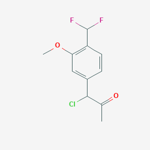 molecular formula C11H11ClF2O2 B14038525 1-Chloro-1-(4-(difluoromethyl)-3-methoxyphenyl)propan-2-one 