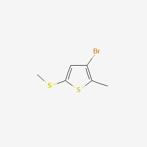 molecular formula C6H7BrS2 B14038531 3-Bromo-2-methyl-5-(methylthio)thiophene 