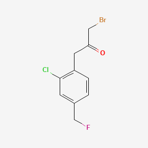 molecular formula C10H9BrClFO B14038675 1-Bromo-3-(2-chloro-4-(fluoromethyl)phenyl)propan-2-one 