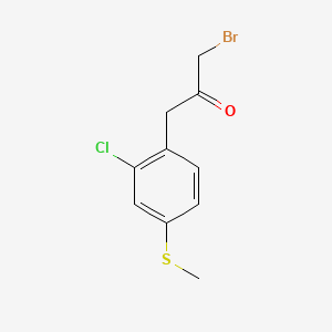 molecular formula C10H10BrClOS B14038743 1-Bromo-3-(2-chloro-4-(methylthio)phenyl)propan-2-one 