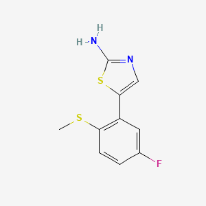 molecular formula C10H9FN2S2 B14038855 5-(5-Fluoro-2-(methylthio)phenyl)thiazol-2-amine 