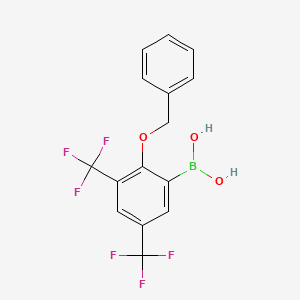 molecular formula C15H11BF6O3 B14038963 (2-(Benzyloxy)-3,5-bis(trifluoromethyl)phenyl)boronic acid 