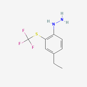 molecular formula C9H11F3N2S B14038967 1-(4-Ethyl-2-(trifluoromethylthio)phenyl)hydrazine 