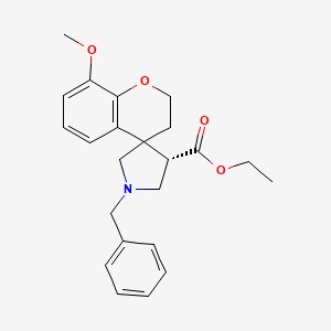 molecular formula C23H27NO4 B14038970 (4'S)-Ethyl 1'-benzyl-8-methoxyspiro[chroman-4,3'-pyrrolidine]-4'-carboxylate 