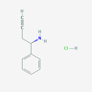 molecular formula C10H12ClN B1403904 (1S)-1-amino-1-phenylbut-3-yne hydrochloride CAS No. 1423802-96-3