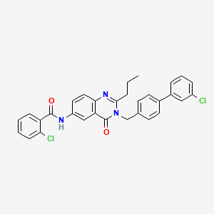 molecular formula C31H25Cl2N3O2 B14039056 2-chloro-N-[3-[[4-(3-chlorophenyl)phenyl]methyl]-4-oxo-2-propylquinazolin-6-yl]benzamide 