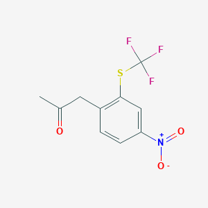 molecular formula C10H8F3NO3S B14039074 1-(4-Nitro-2-(trifluoromethylthio)phenyl)propan-2-one 