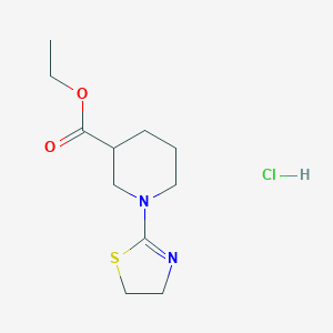 molecular formula C11H19ClN2O2S B1403925 Ethyl 1-(4,5-dihydro-1,3-thiazol-2-yl)piperidine-3-carboxylate hydrochloride CAS No. 1431948-03-6