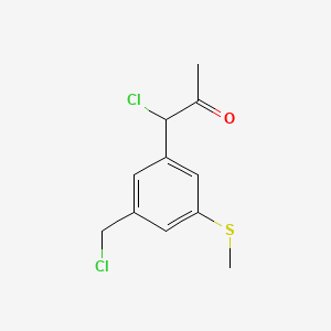 molecular formula C11H12Cl2OS B14039252 1-Chloro-1-(3-(chloromethyl)-5-(methylthio)phenyl)propan-2-one 