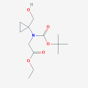 molecular formula C13H23NO5 B14039266 Ethyl N-(tert-butoxycarbonyl)-N-(1-(hydroxymethyl)cyclopropyl)glycinate 