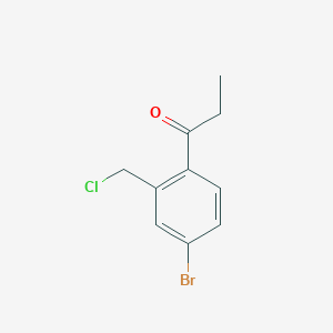 molecular formula C10H10BrClO B14039276 1-(4-Bromo-2-(chloromethyl)phenyl)propan-1-one 