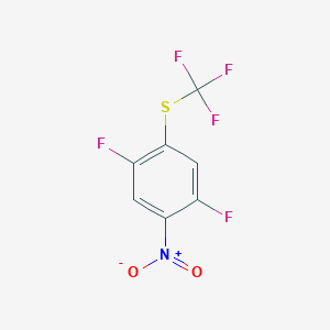 molecular formula C7H2F5NO2S B14039316 1,4-Difluoro-2-nitro-5-(trifluoromethylthio)benzene 