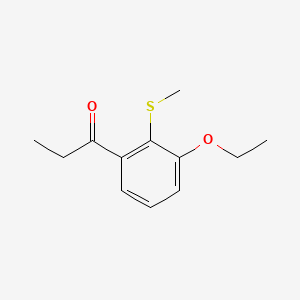 molecular formula C12H16O2S B14039354 1-(3-Ethoxy-2-(methylthio)phenyl)propan-1-one 