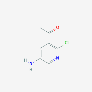 molecular formula C7H7ClN2O B14039521 1-(5-Amino-2-chloropyridin-3-yl)ethanone 