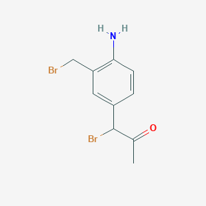 molecular formula C10H11Br2NO B14039528 1-(4-Amino-3-(bromomethyl)phenyl)-1-bromopropan-2-one 