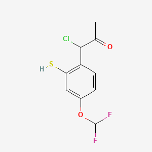 molecular formula C10H9ClF2O2S B14039601 1-Chloro-1-(4-(difluoromethoxy)-2-mercaptophenyl)propan-2-one 