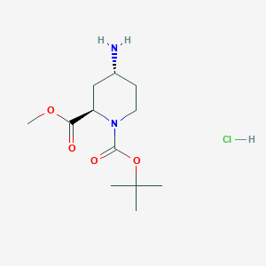 molecular formula C12H23ClN2O4 B14039662 1-Tert-butyl 2-methyl (2r,4r)-4-aminopiperidine-1,2-dicarboxylate hcl 