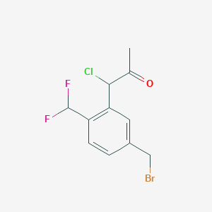 molecular formula C11H10BrClF2O B14039692 1-(5-(Bromomethyl)-2-(difluoromethyl)phenyl)-1-chloropropan-2-one 