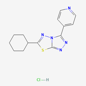 molecular formula C14H16ClN5S B14039763 6-Cyclohexyl-3-(pyridin-4-YL)-[1,2,4]triazolo[3,4-B][1,3,4]thiadiazole hydrochloride 