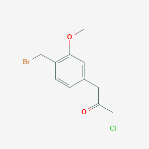 molecular formula C11H12BrClO2 B14039769 1-(4-(Bromomethyl)-3-methoxyphenyl)-3-chloropropan-2-one 