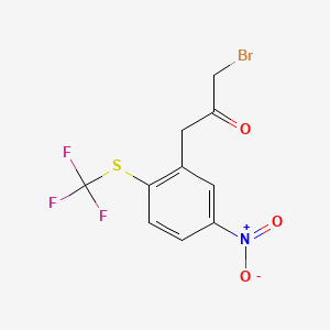 molecular formula C10H7BrF3NO3S B14039823 1-Bromo-3-(5-nitro-2-(trifluoromethylthio)phenyl)propan-2-one 