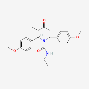 molecular formula C23H28N2O4 B14039947 2,6-Bis(p-methoxyphenyl)-N-ethyl-3-methyl-4-oxo-1-piperidinecarboxamide CAS No. 101997-62-0