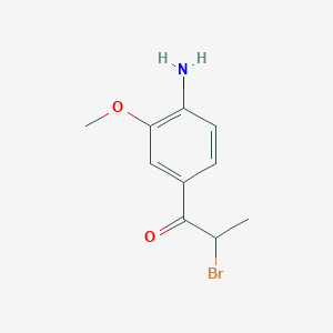 molecular formula C10H12BrNO2 B14039950 1-(4-Amino-3-methoxyphenyl)-2-bromopropan-1-one 