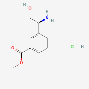 molecular formula C11H16ClNO3 B14039973 Ethyl (S)-3-(1-amino-2-hydroxyethyl)benzoate hydrochloride 