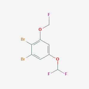 molecular formula C8H5Br2F3O2 B14040043 1,2-Dibromo-5-difluoromethoxy-3-(fluoromethoxy)benzene 