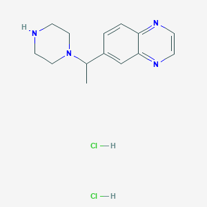 molecular formula C14H20Cl2N4 B14040117 6-(1-(Piperazin-1-YL)ethyl)quinoxaline 2hcl 