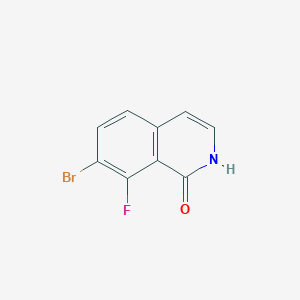 molecular formula C9H5BrFNO B14040287 7-Bromo-8-fluoroisoquinolin-1-ol 