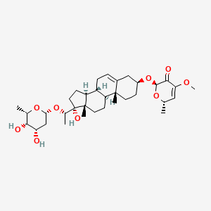 (2S,6R)-6-[[(3S,8R,9S,10R,13S,14S,17R)-17-[(1S)-1-[(2R,4S,5S,6S)-4,5-dihydroxy-6-methyloxan-2-yl]oxyethyl]-17-hydroxy-10,13-dimethyl-1,2,3,4,7,8,9,11,12,14,15,16-dodecahydrocyclopenta[a]phenanthren-3-yl]oxy]-4-methoxy-2-methyl-2H-pyran-5-one