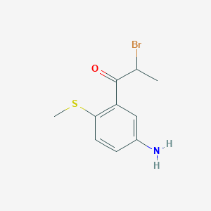 molecular formula C10H12BrNOS B14040367 1-(5-Amino-2-(methylthio)phenyl)-2-bromopropan-1-one 