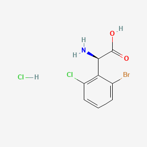 molecular formula C8H8BrCl2NO2 B14040455 (2R)-2-Amino-2-(2-bromo-6-chlorophenyl)acetic acid hydrochloride 